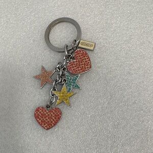 Coach Red, Yellow, Teal & Pink Enamel Heart and Star Keychain